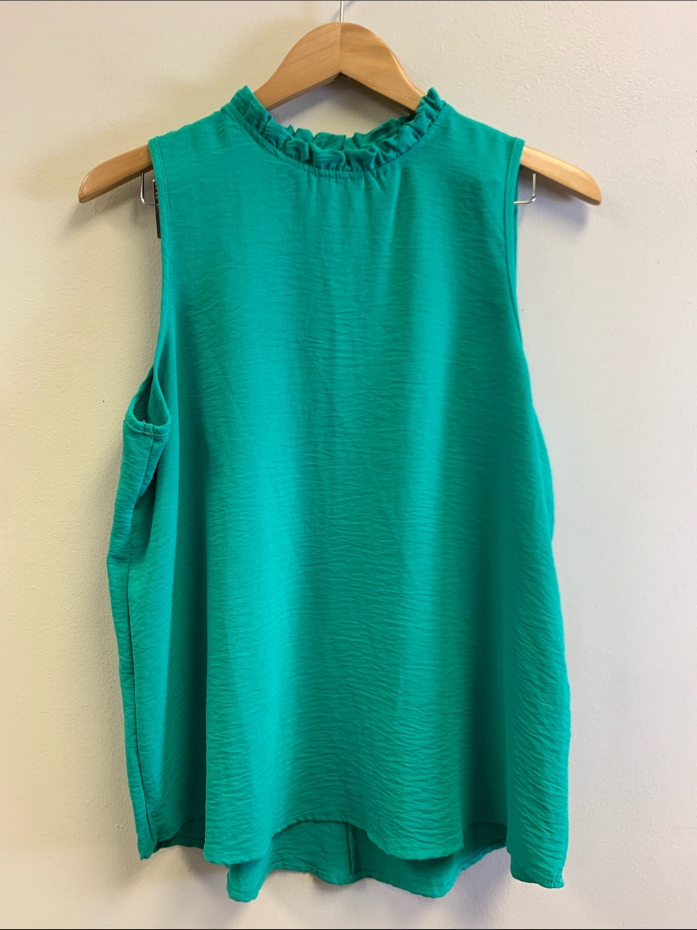 mts Sleeveless Ruffled Mock Neck Camisole - Teal